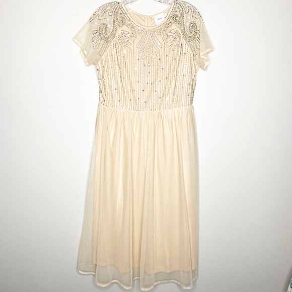 ASOS Shirt Sleeve Tulle Beaded Maternity Dress 10 - Picture 2 of 9